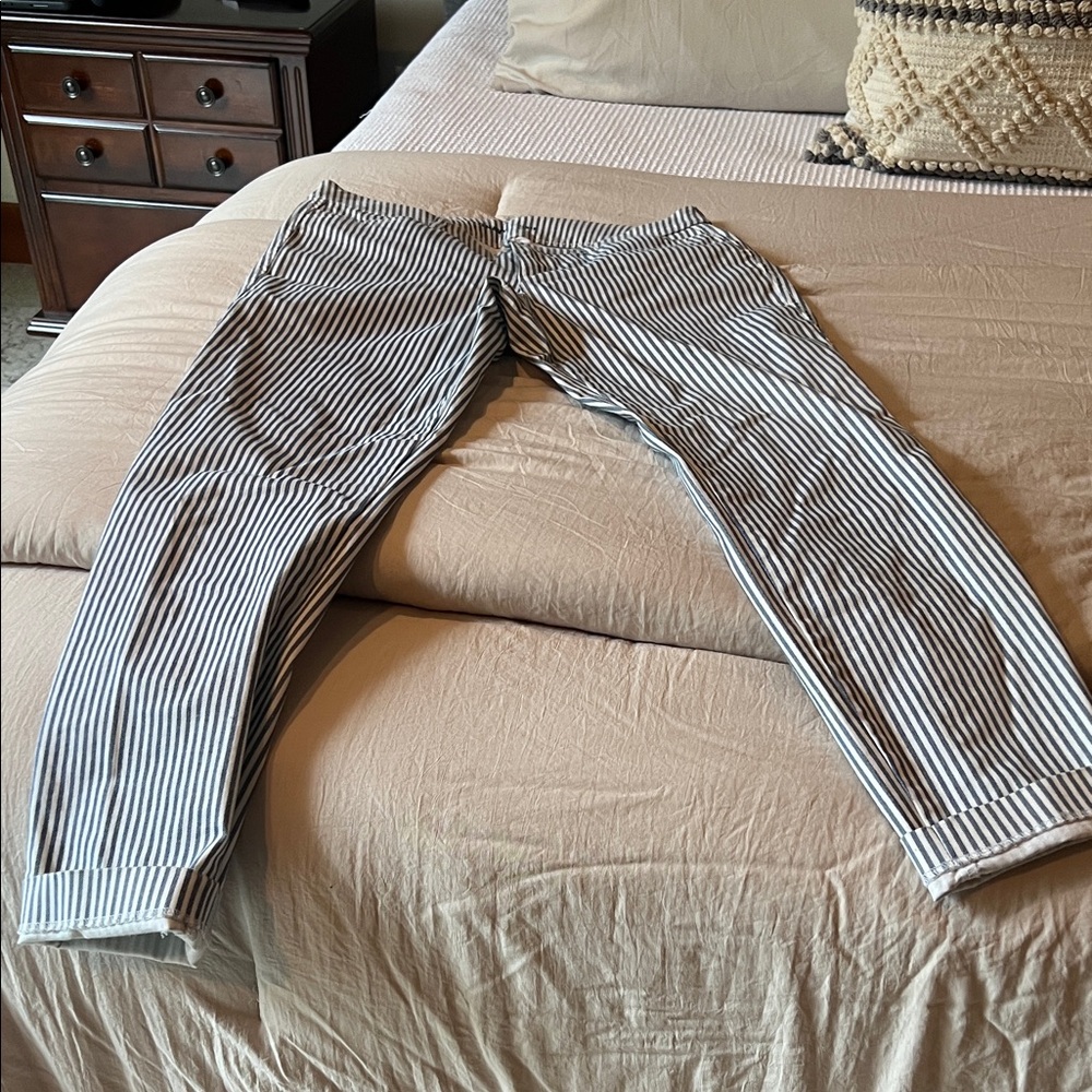 Old Navy Blue and White Striped Women's Pixie Pants